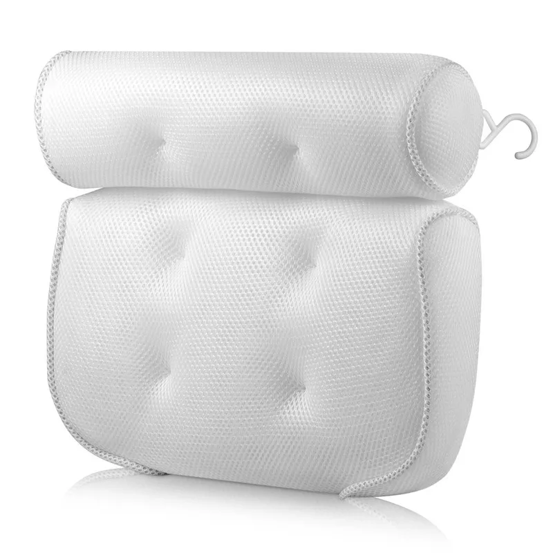 Bathtub Head Rest Pillow 3D Mesh Spa For Neck Back Bathroom Supply Non-Slip Cushioned Bath Tub Spa Pillow With Suction Cups images - 6