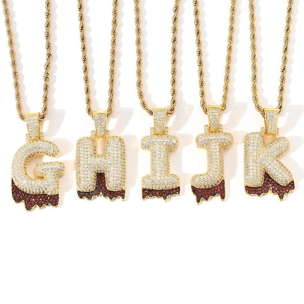 

Boutique High-end Popular 26 Alphabet Pendants Necklace Woman Hip hop Fashion Cubic Zirconia stainless steel Party