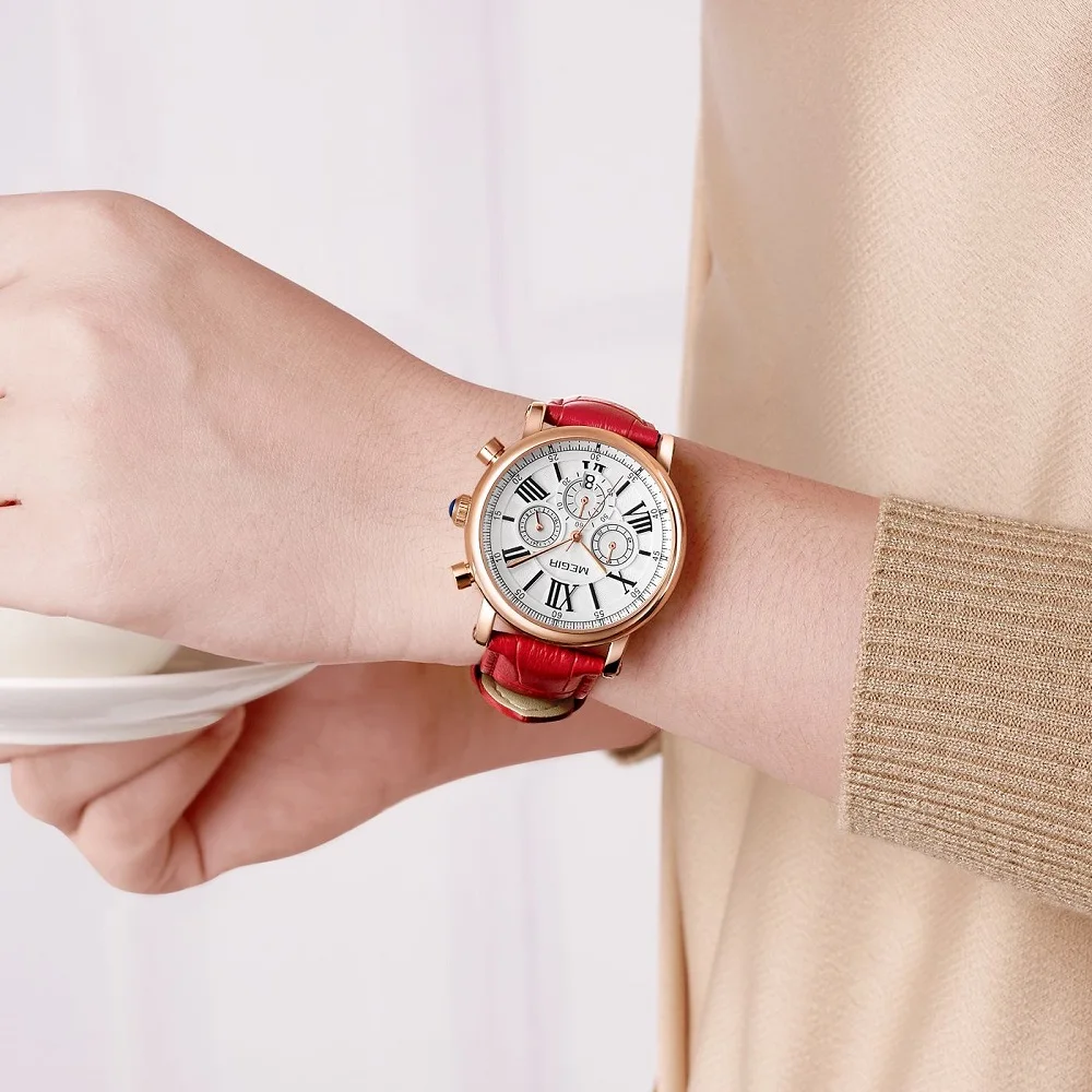 Часы наручные MEGIR женские кварцевые модные брендовые Роскошные спортивные для