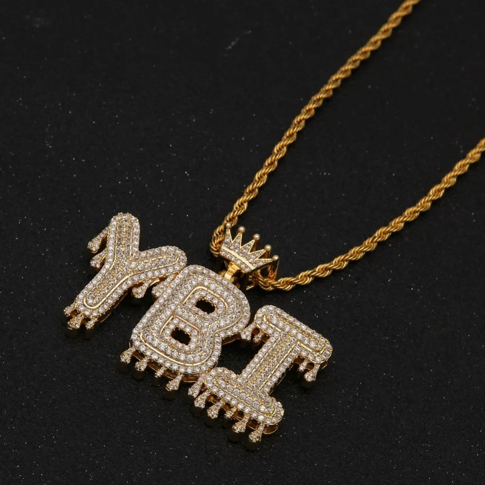 Hip Hopking collier hommes personnaliser goutte a gotte cop initial lettre pendentif en argent или rose commission what gem cub