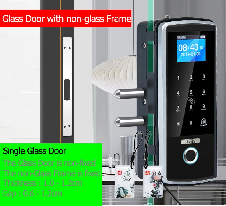 Frame not Glass Smart Door Fingerprint Lock Electronic Digital Gate Opener Electric RFID Biometric finger print security Glass Password Card - Цвет: Frame not Glass
