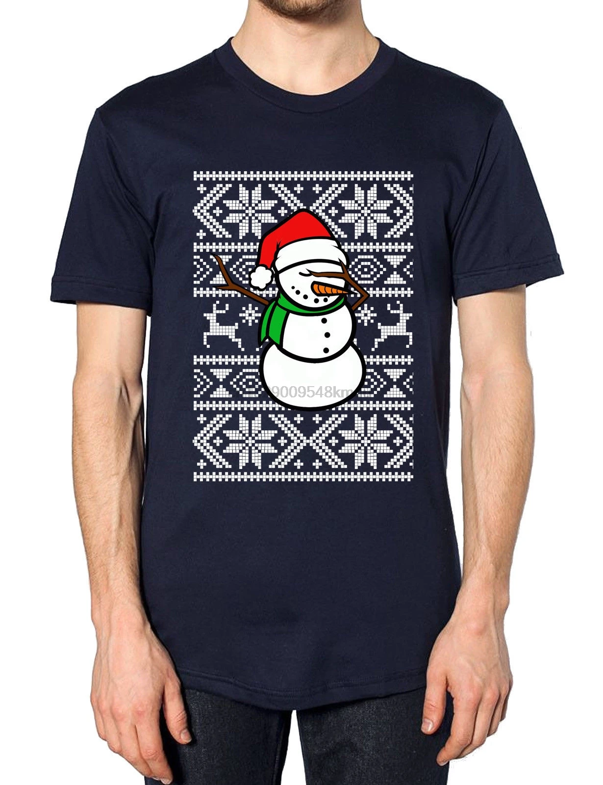 Футболка со снеговиком Забавный Рождественский топ для мужчин женщин и детей