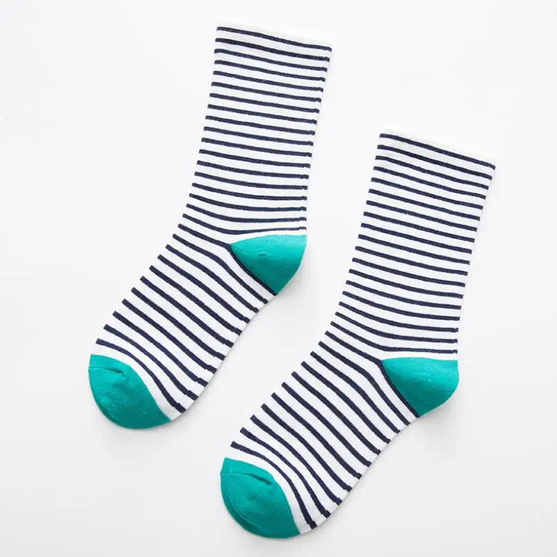 Women Solid Stripes Cotton Socks Slim Striped Crew Socks Spring Autumn Winter Socks Girls Ankle Socks Knee High Sock 6 pairs/lot