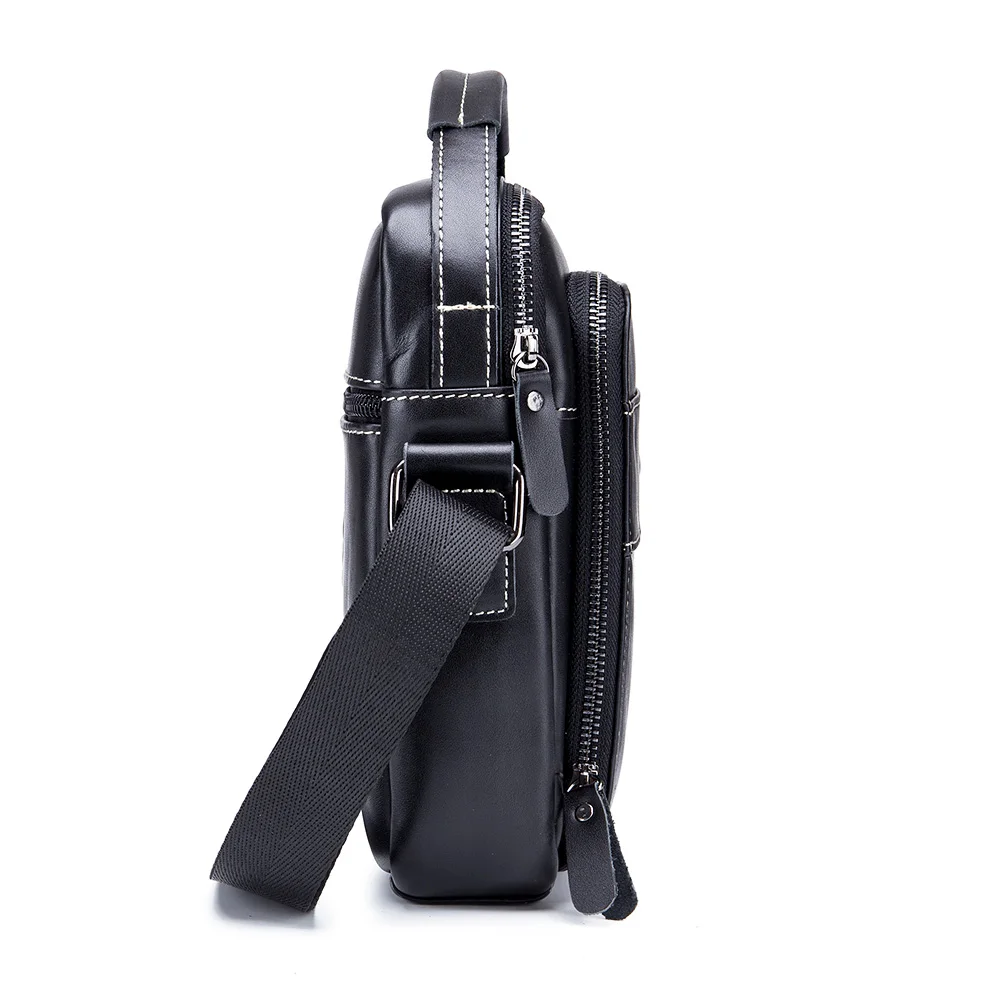 

100% Genuine Leather men's Shoulder bag Vintage leather man Messenger Bags Casual Crossbody bag zipper handbag for male