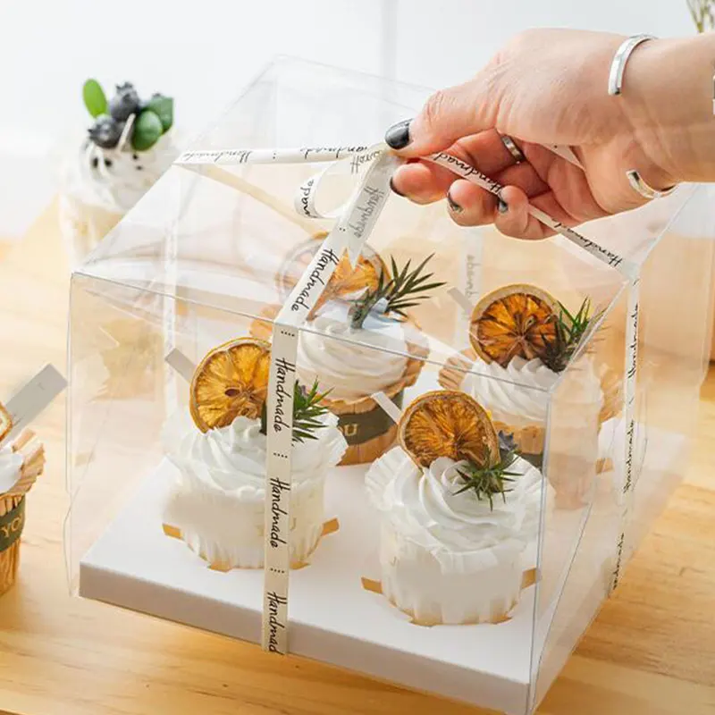 

Large Square Transparent Cake Box Birthday Surprise Gift Baking Packaging Box PVC Plastic Cake Box Party Supplies