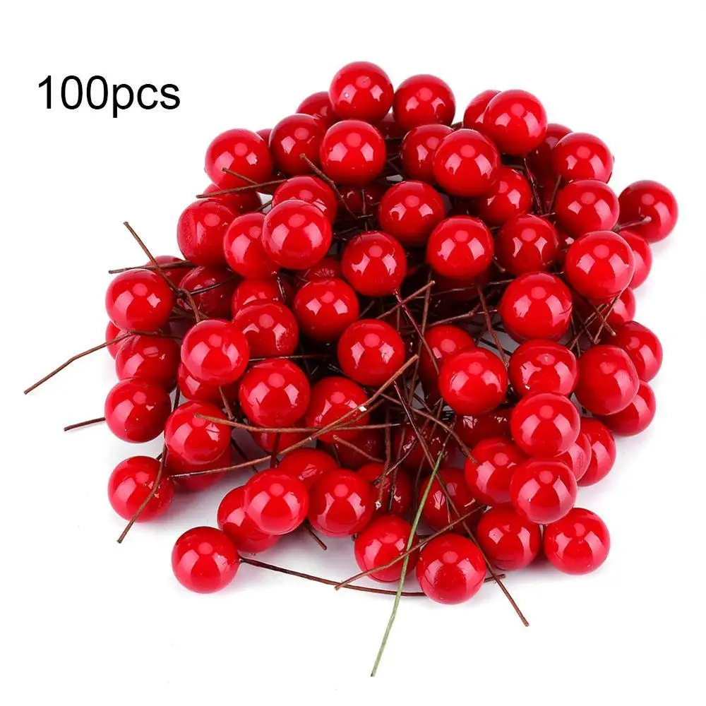 100 Pcs 1/1.5/2cm Artificial Foam Red Holly Berry Christmas DIY Home Garden Decorations Wedding Supplies Gift | Дом и сад