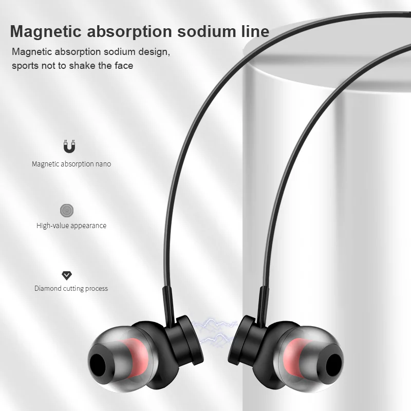 Bluetooth 5 0 9D наушники на Шею Спортивные Беспроводные с микрофоном Магнитная стерео