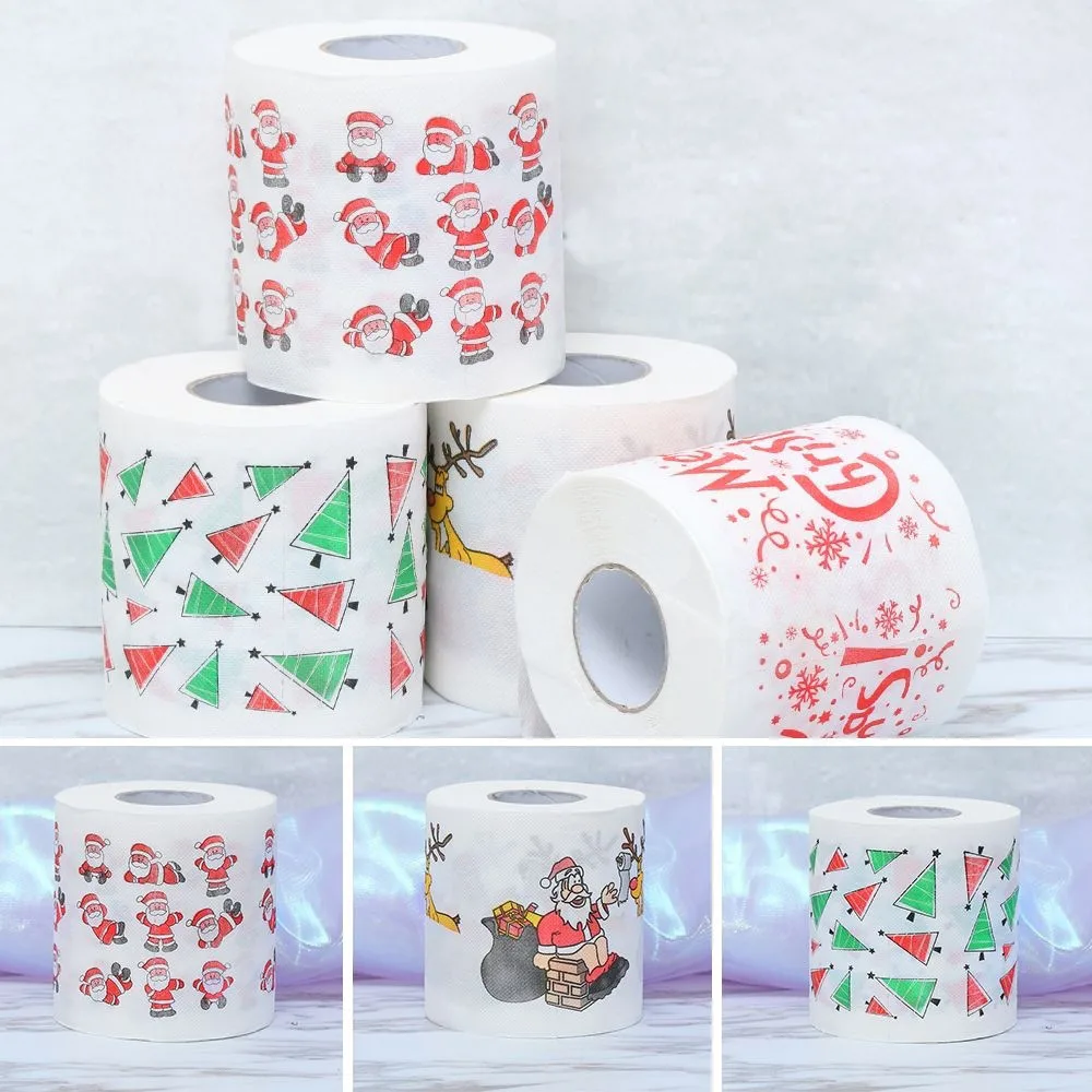 

Santa Claus Bath Toilet Roll Paper Christmas Supplies Xmas Decor Tissue Roll Multicolor Home Roll paper 170 sheets, 3 layers