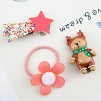 children cartoon hair accessories cartoon bear multicolor handmade holiday small gift barrette hair ring combination set