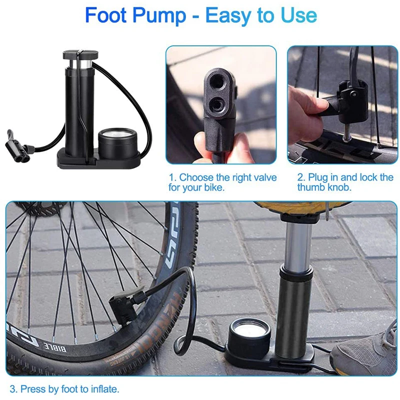 Насос велосипедный портативный с манометром мини-помпа для велосипедов