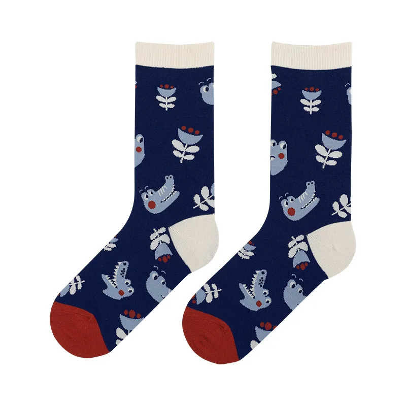 

New Pair Socks Winter Wild Zoo Cartoon Illustration Female Socks Personality Cute Fashionable Socks Middle Tube Cotton Socks