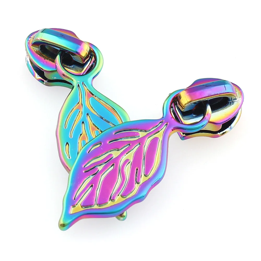 

12 шт., радужные слайдеры на молнии #5 в форме листьев