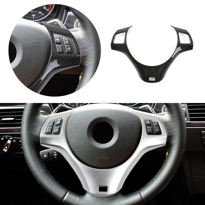 

Carbon Texture Car Interior Steering Wheel Panel Switch Button Cover Frame Trim For BMW 3 Series E90 2005 - 2009 2010 2011 2012