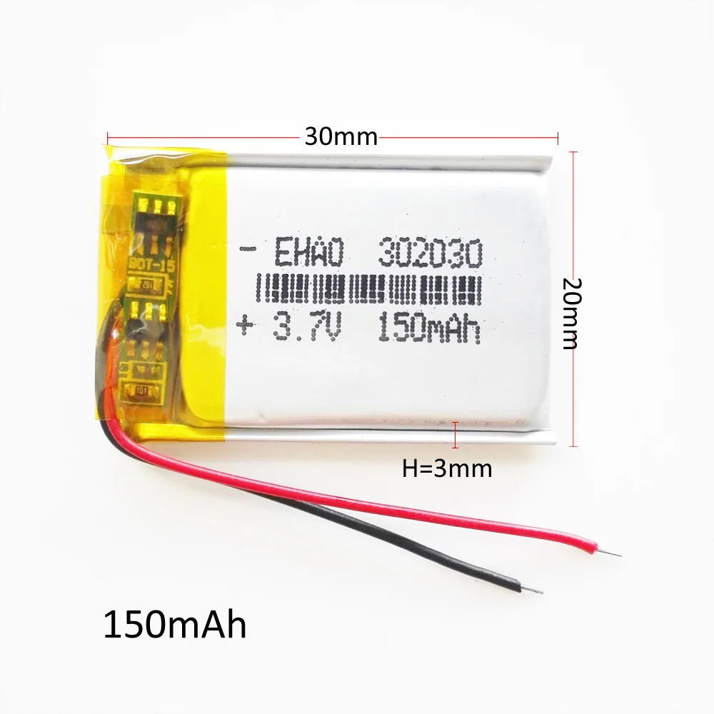 Литий-полимерный аккумулятор 3 7 мА ч 2 шт. 150 в 302030 для Mp3 GPS PSP Bluetooth DVD видео