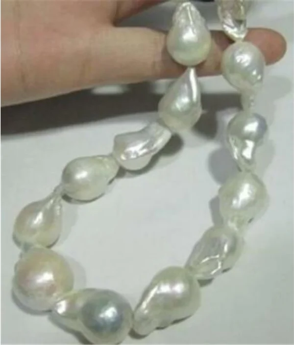 

NEW 10-16mm SOUTH SEA WHITE BAROQUE PEARL NECKLACE 18" YL