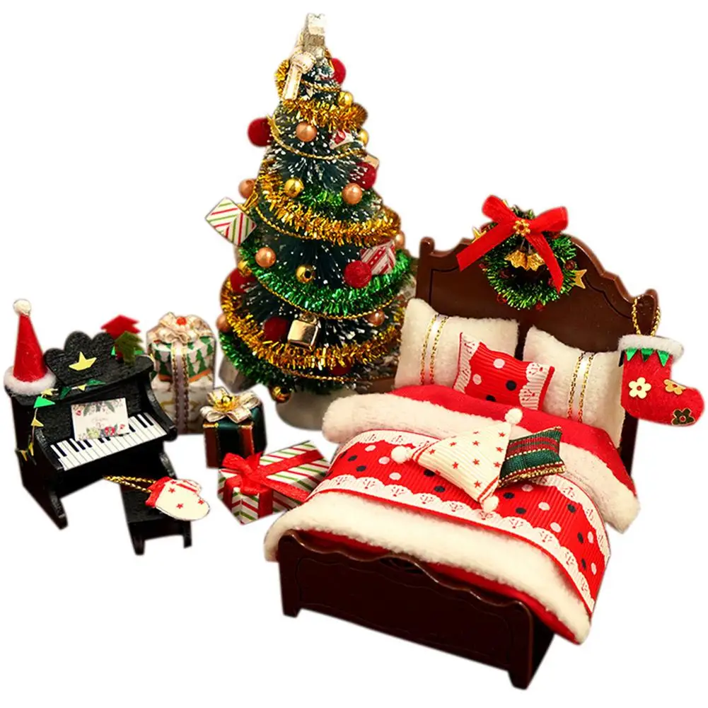 

DIY Small House Christmas Furniture Bed Lovely DIY Handmade Model For 2021 New Year Home Decor Kids Gifts