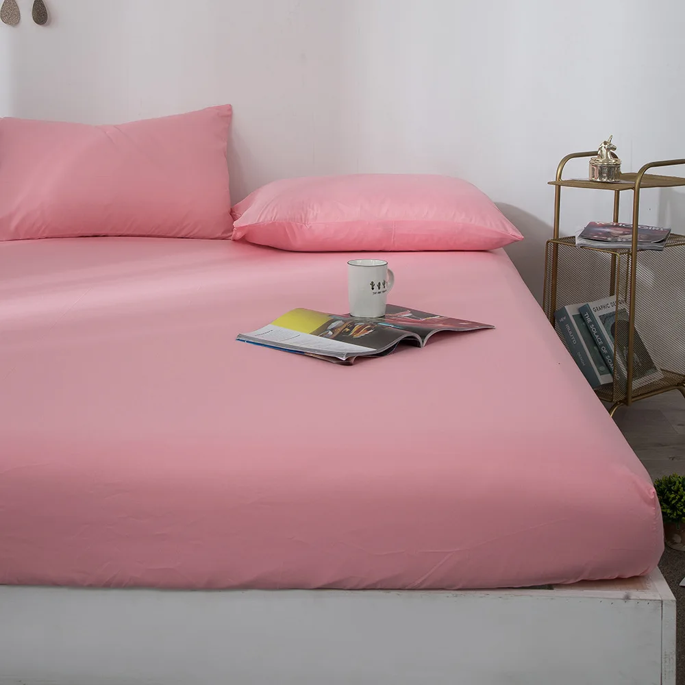 

Mattress for Bed Fitted Sheet with Elastic Bands Sanding Bedding Linens 120x200 Pink Double Single Queen Sheets 1pc Dropshipping