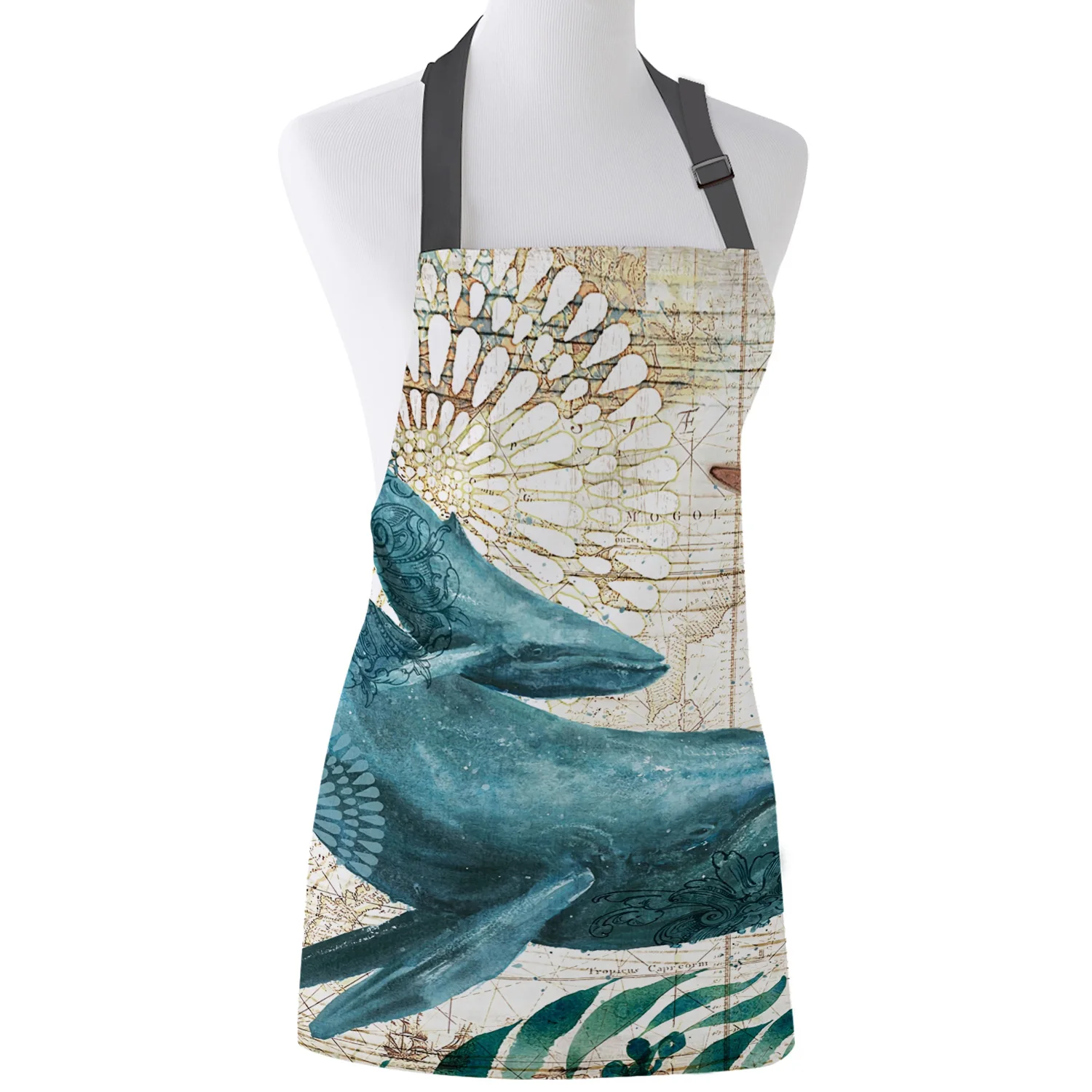 Морской стиль Кит морская жизнь кухонные женские фартуки Детская рабочая одежда