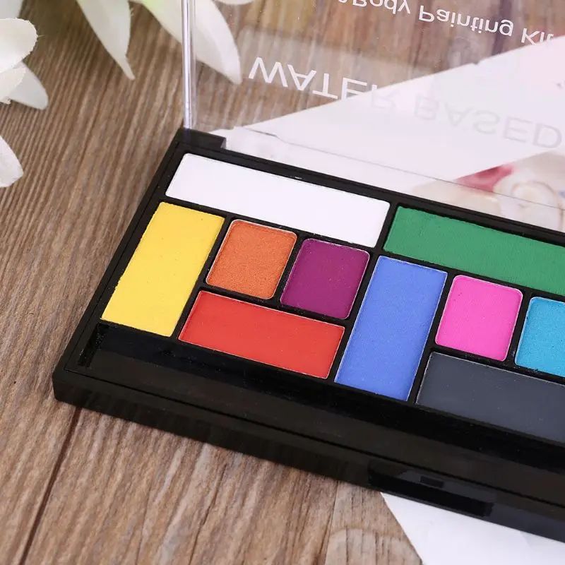 

15 Colors Face Painting Body Makeup Non Toxic Safe Water Paint with Brush for Christmas Halloween Party Tools C26