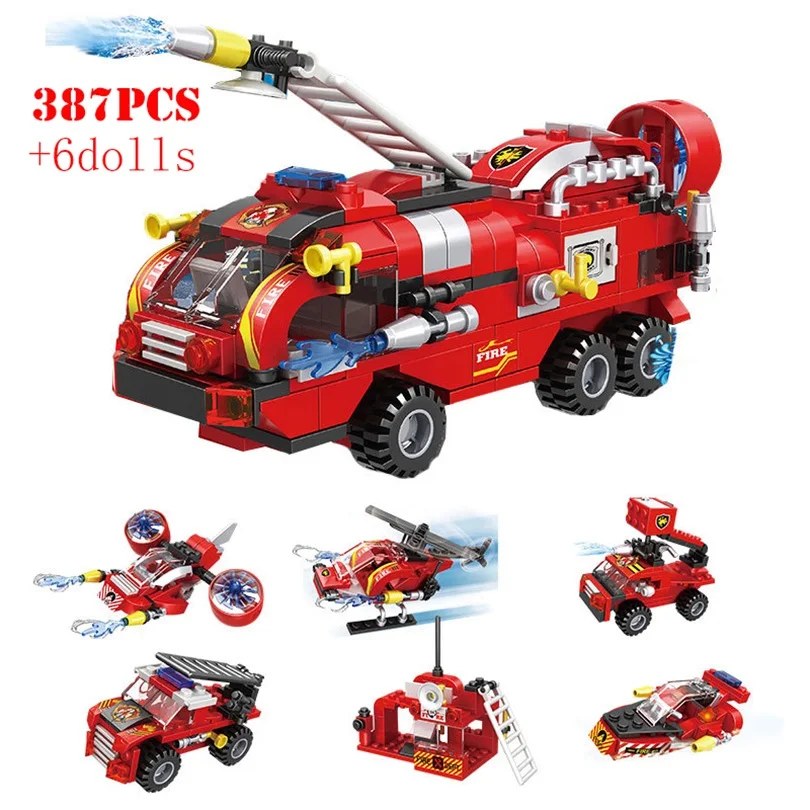 Конструктор пожарная техника вертолет лодки технический пожарный автомобиль