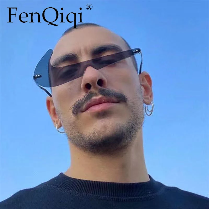 

Трендовые брендовые дизайнерские модные солнцезащитные очки для женщин, очки без оправы с прозрачными океанскими линзами, солнцезащитные ...