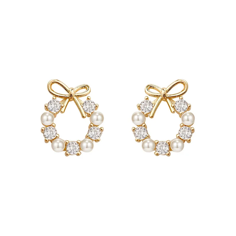 

Fashion 925 Sterling Silver Crystal Rhinestone Gold Color Butterfly Round Stud Earrings For Women Beautiful Party Jewelry Gift