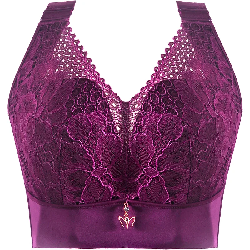 Coverage Bras for Women Lace Wire Free Underwear Plus Size Sexy Lingerie C D E Cup