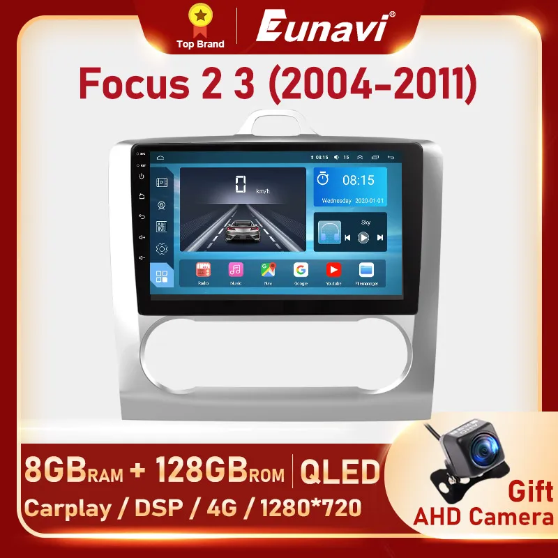 

Автомагнитола Eunavi 8G 128G 2 Din Android 10 для Ford Focus 2 3 Mk2 MK3 2004 - 2011 хэтчбек мультимедийный видеоплеер GPS 2 Din 4G