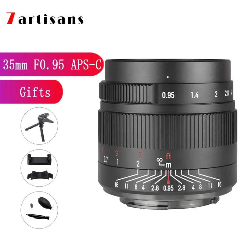 Объектив 7 Artisans 35 мм F0.95 APS C для камеры широкоугольный большая апертура Sony E Nikon M4/3