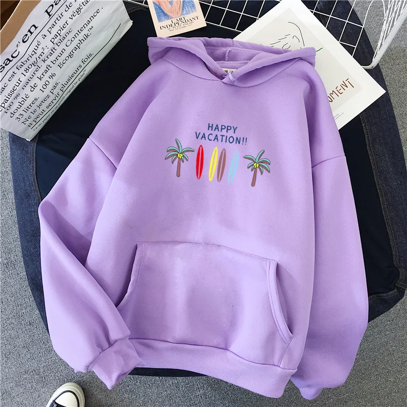 purple 5 Женские толстовки, большой размер Досуг, с длинным рукавом, с капюшоном, Женский пуловер, мягкие хлопковые женские свитшоты в Корейском стиле - Цвет: purple 5