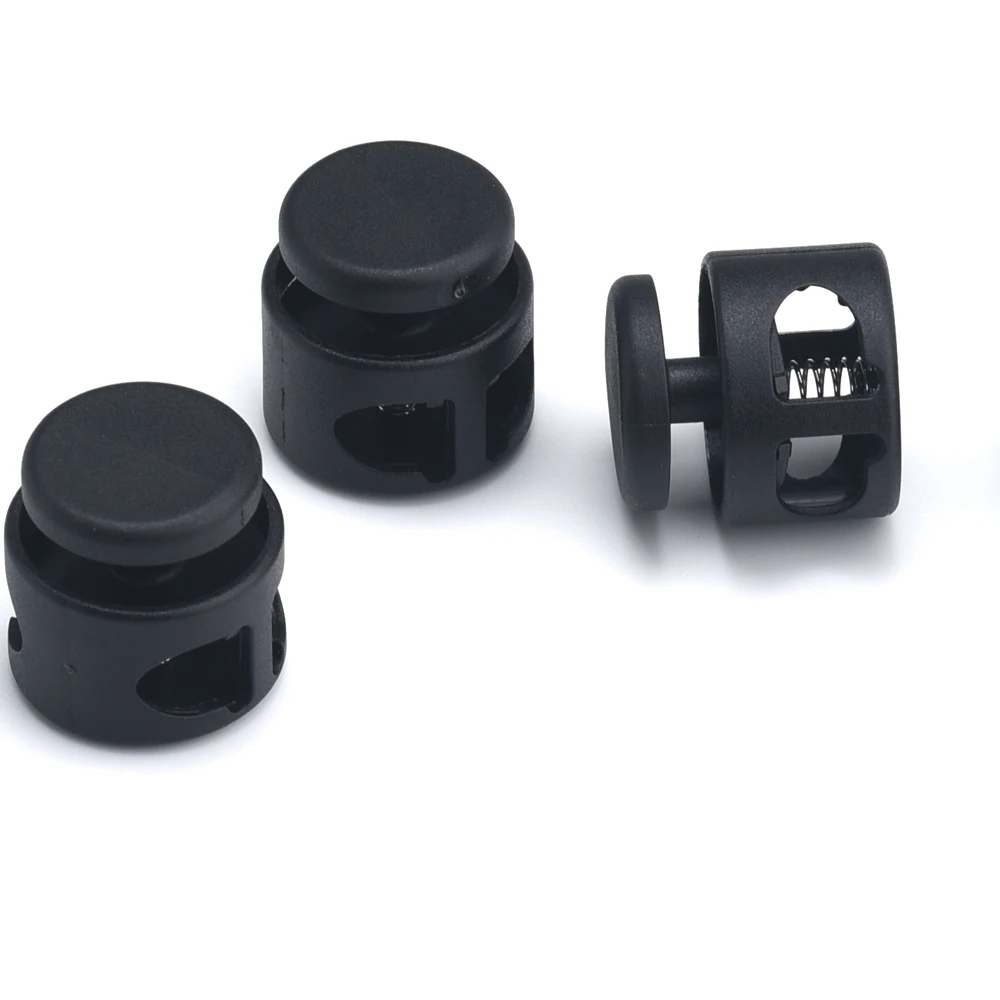 15 шт./лот большой черный пластиковый нейлоновый круглый замок для шнура концевые