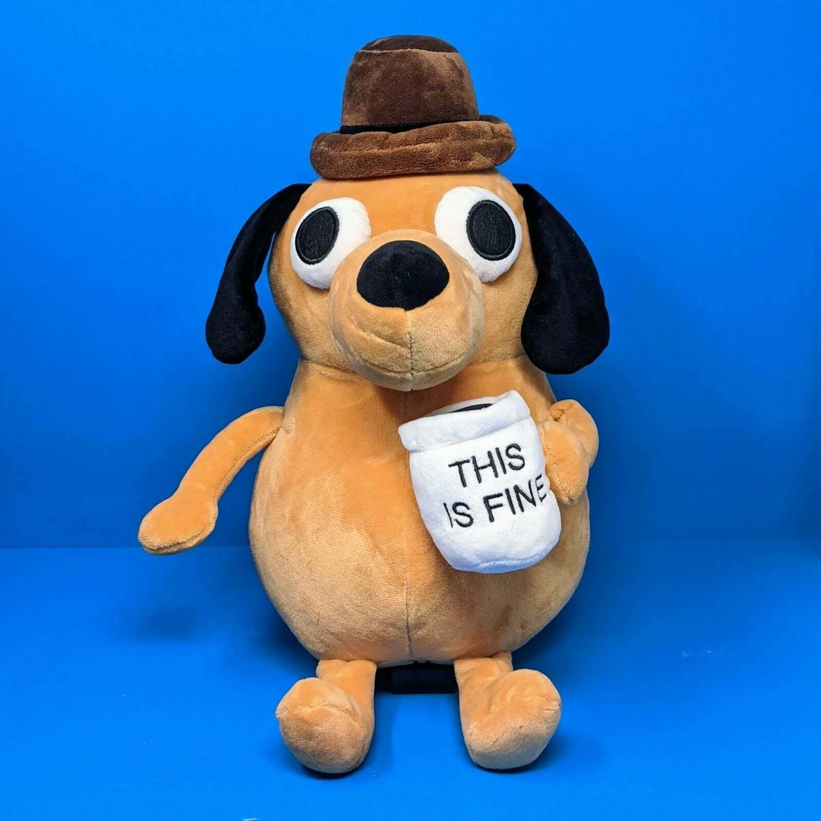 

25cm This Is Fine Meme Coffee Dog Plush Toy Soft Stuffed Doggy Doll Stuffed Plush Puppy Animals Kids Toy Gift For Children