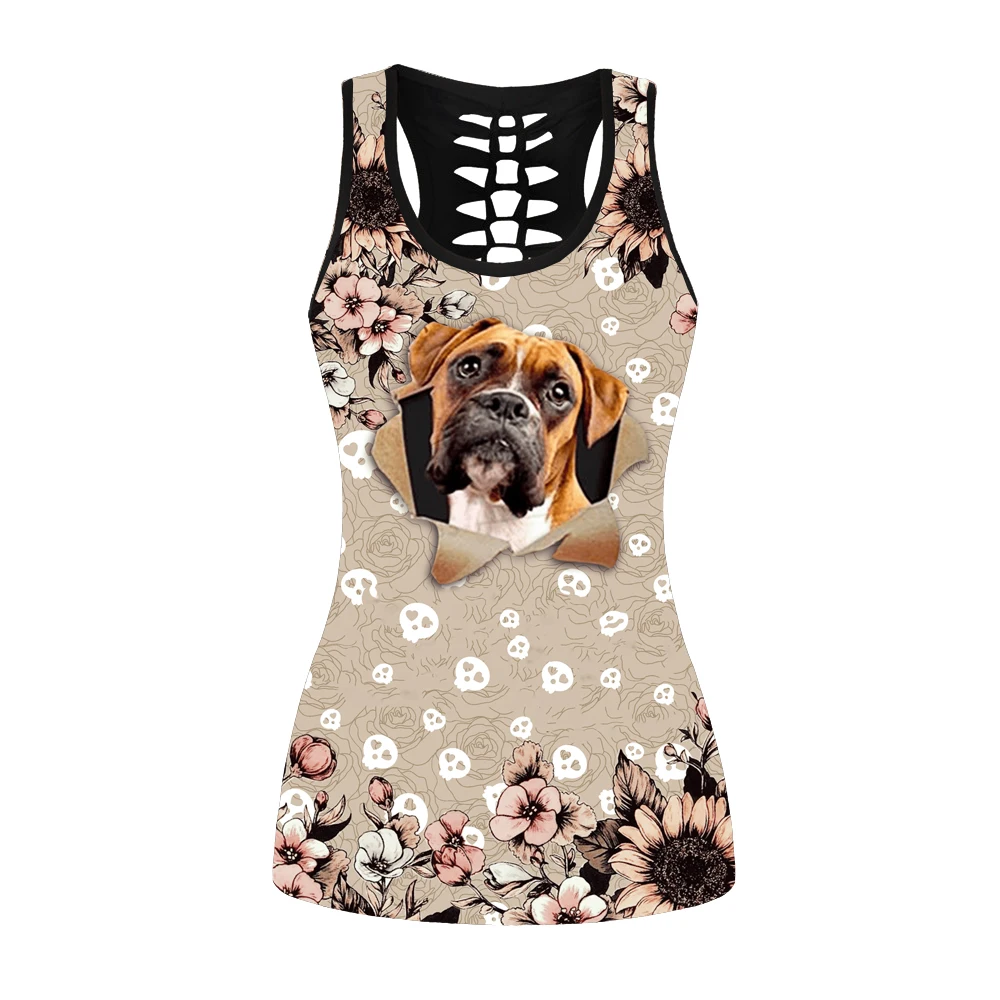 Сексуальный женский жилет с вырезами на спине рваный ковер щенок белый череп