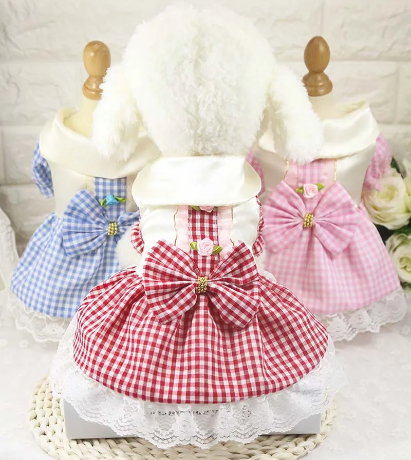 2020 Summer Dog Clothes Tutu Skirt Wedding Lace Tulle Princess Dress for Small Dogs Yorkies Puppy Girl Party Birthday Costumes | Дом и сад