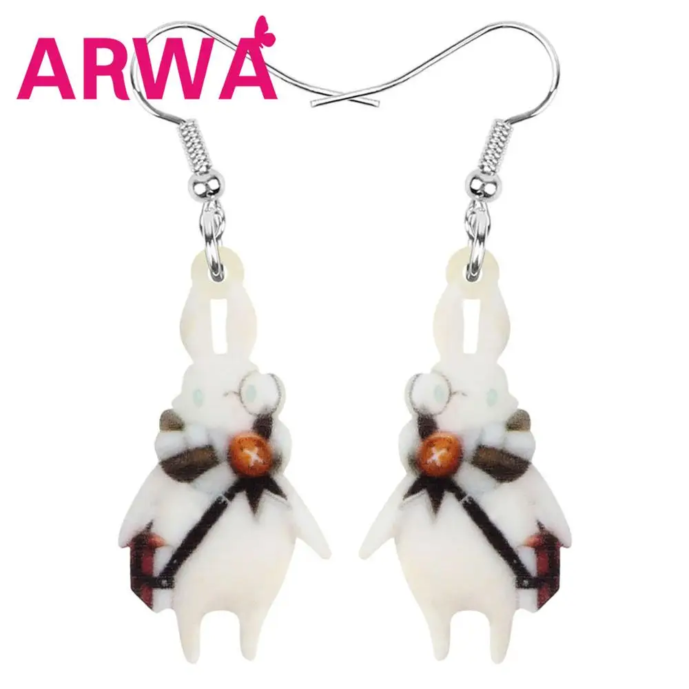 Акриловые серьги ARWA в виде белого кролика длинные с принтом животных Висячие