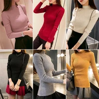 sweater women lady turtleneck knitted jumper fit long pullover sleeve slim tops
