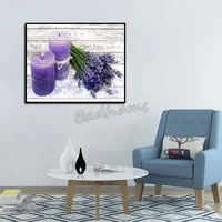 home decor canvas painting lavender candle one piece flower poster modern purple fantasy girl bedroom frameless decoration