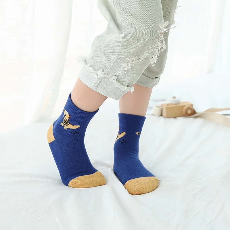 Мягкие хлопковые детские носки дышащие Носки с рисунком динозавра для мальчиков