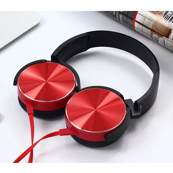 red Проводные Складные Наушники с микрофоном, накладные наушники, Бас Звук, музыка, стерео наушники для iPhone, Xiaomi, sony, huawei - Цвет: red