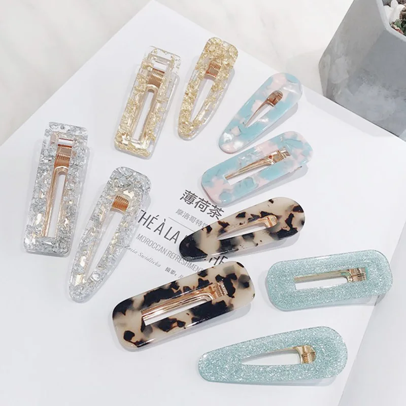 Заколки для волос 1 пара модные женские милые прямоугольные из ацетата с каплями