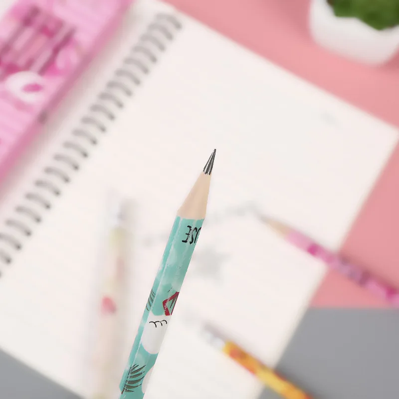 12 шт./лот Милая рубашка с изображением фламинго деревянный карандаш ластиком