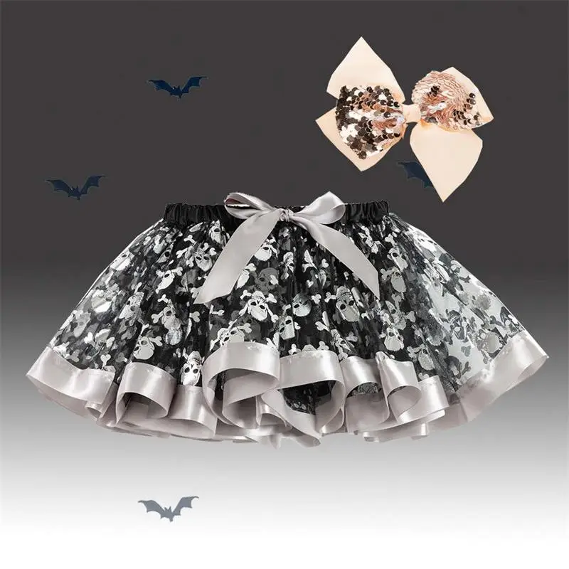 Юбки пачки для маленьких девочек мини юбка с принтом тыквы паука скелета дня