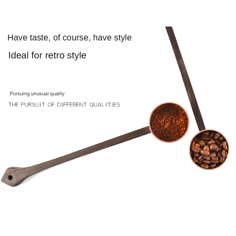 Cuchara de caf&eacute; en polvo de cobre, cuchara de madera maciza, 10g, cuchara dosificadora, electrodom&eacute;sticos de caf&eacute;, cuchara de calavera-2
