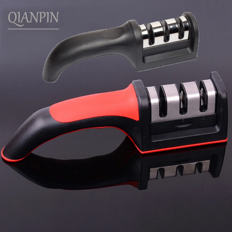 

3-ступенчатая точилка для ножей, система камня из вольфрамовой стали, Алмазное керамическое покрытие, кухонный инструмент