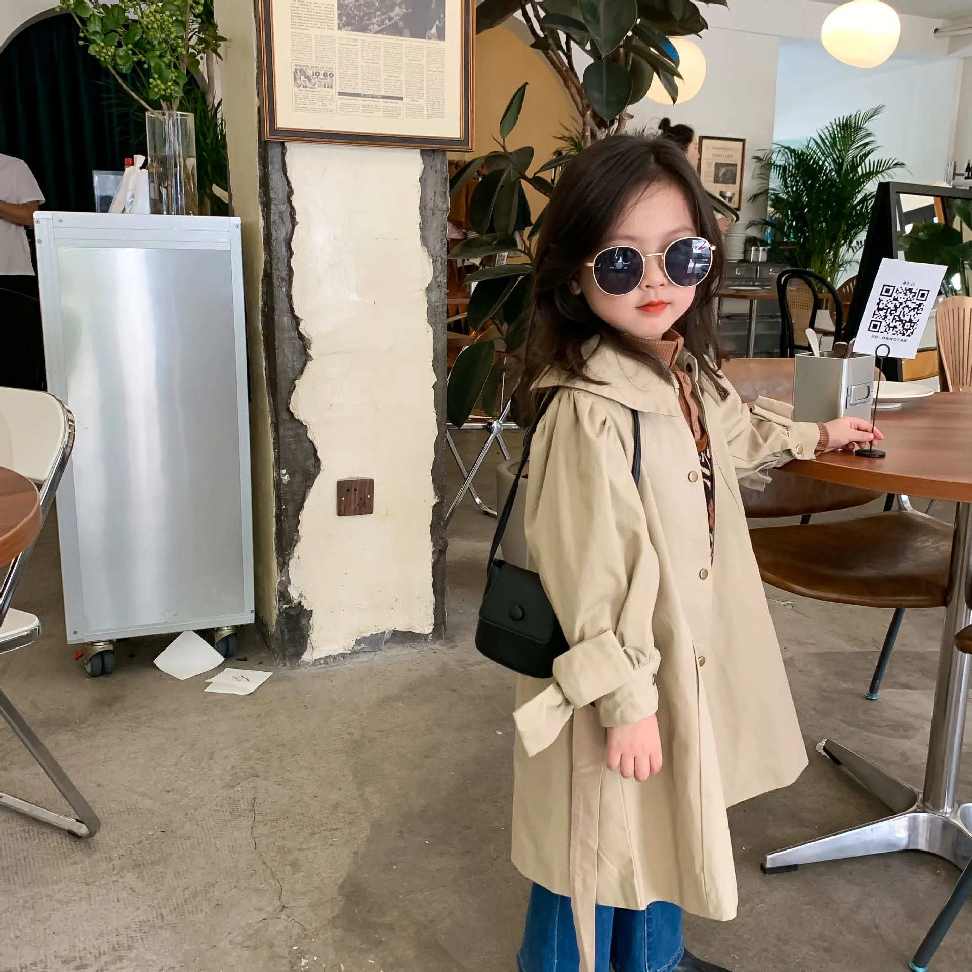 

Trench Outerwear Coat Turn Down Collar Single Breasted Solid Regular Cotton New Fashion Simple Cute Cool Spring Autumn Girls