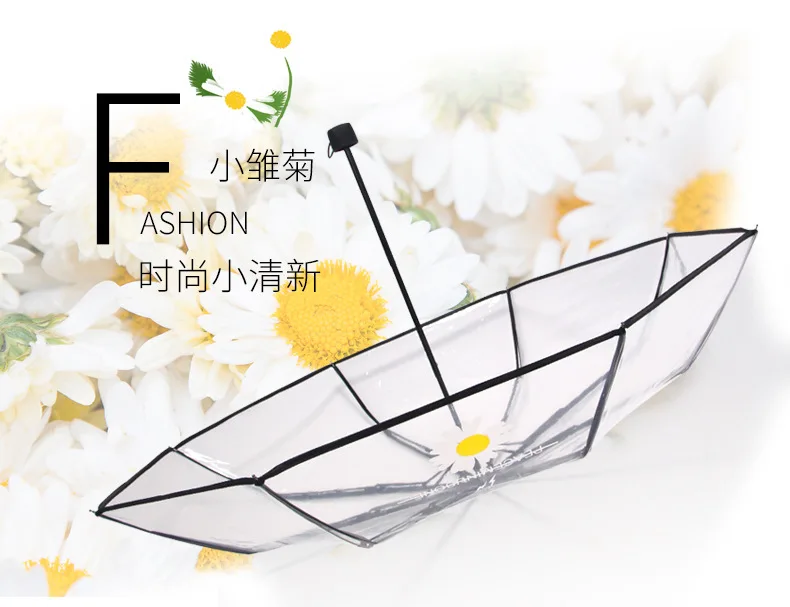 Automatict Transparen зонтик с маргаритками складной Простые Модные женские японская