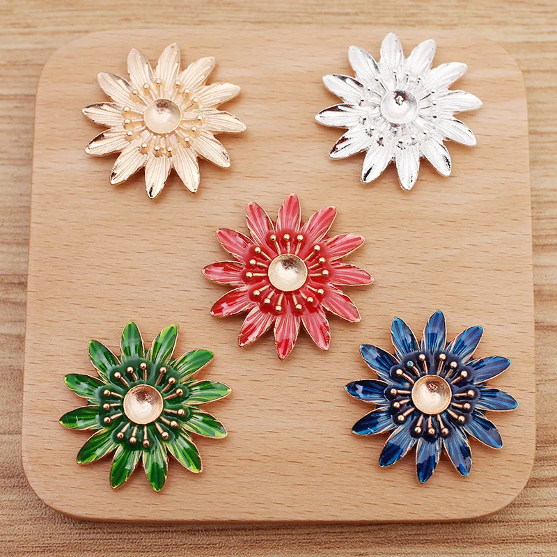 

10 PCS 33mm Metal Alloy Drops Of Oil Enamel Flowers Connector DIY Handmade Accessories For Jewelry Making