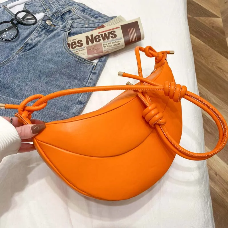 

Crescent bag 2021 Summer Yellow Crossbody Bag for Lady Luxury Handbags Women Bags Designer Leather Shoulder Bag Female