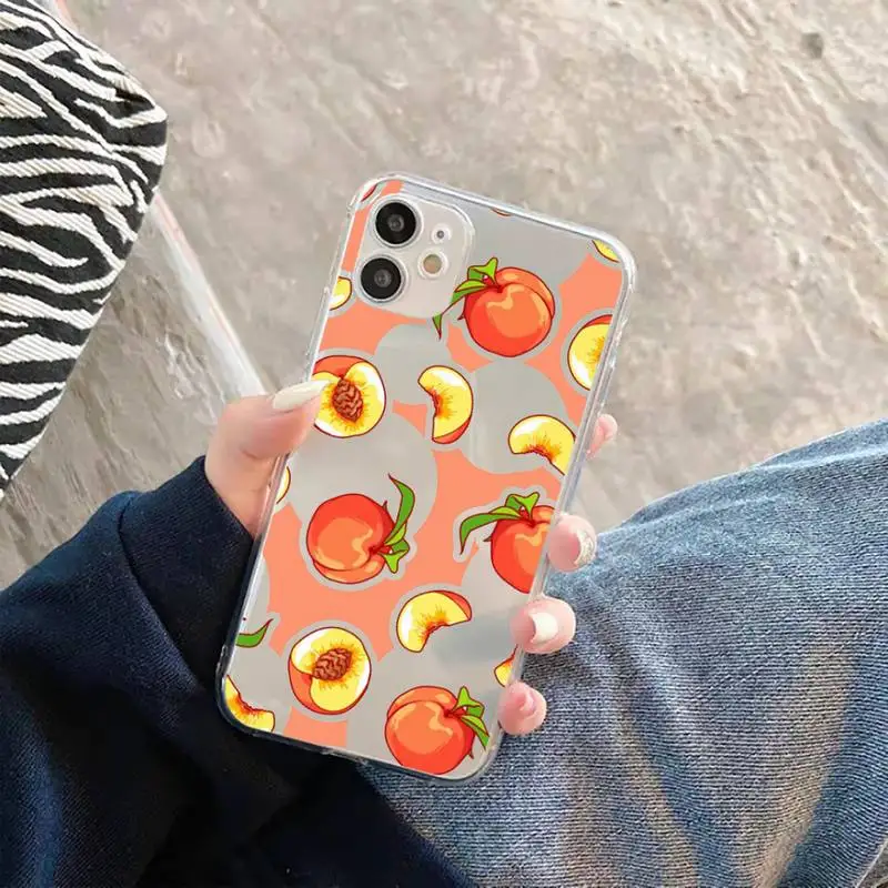 

peach Phone Case Transparent for iPhone 12 11 mini pro XS MAX 6 6S 8 7 Plus X 5S SE 2020 XR