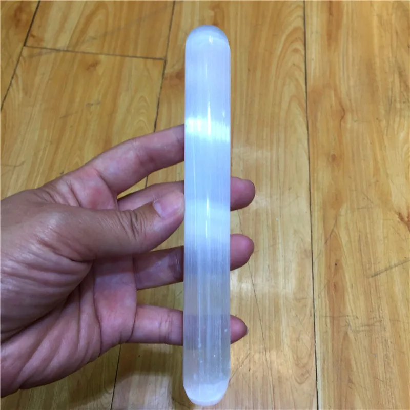 Цилиндрический массажный инструмент из натурального белого камня селенита | Дом